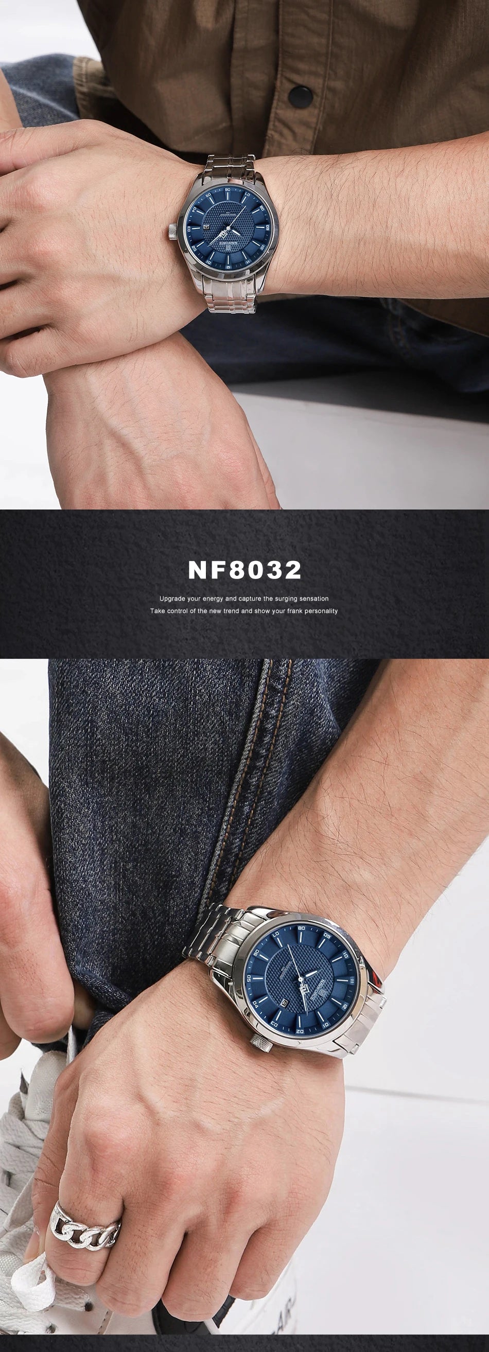 NAVIFORCE New Style Man's Watch Waterproof Quartz Calendar Date Clock Stainless Steel  Male Business Casual Wristwatch Gifts Box
