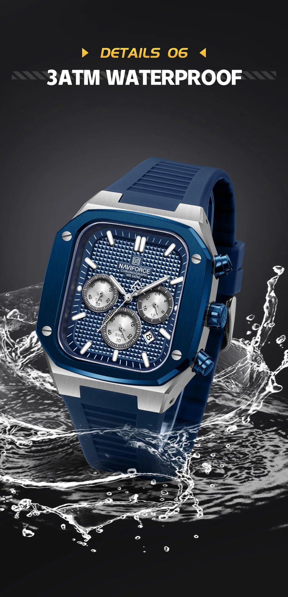 NAVIFORCE Luxury Men Watches Fashion Casual Waterproof Date Quartz Wristwatches Silicone Strap Luminous Clock Relogio Masculino