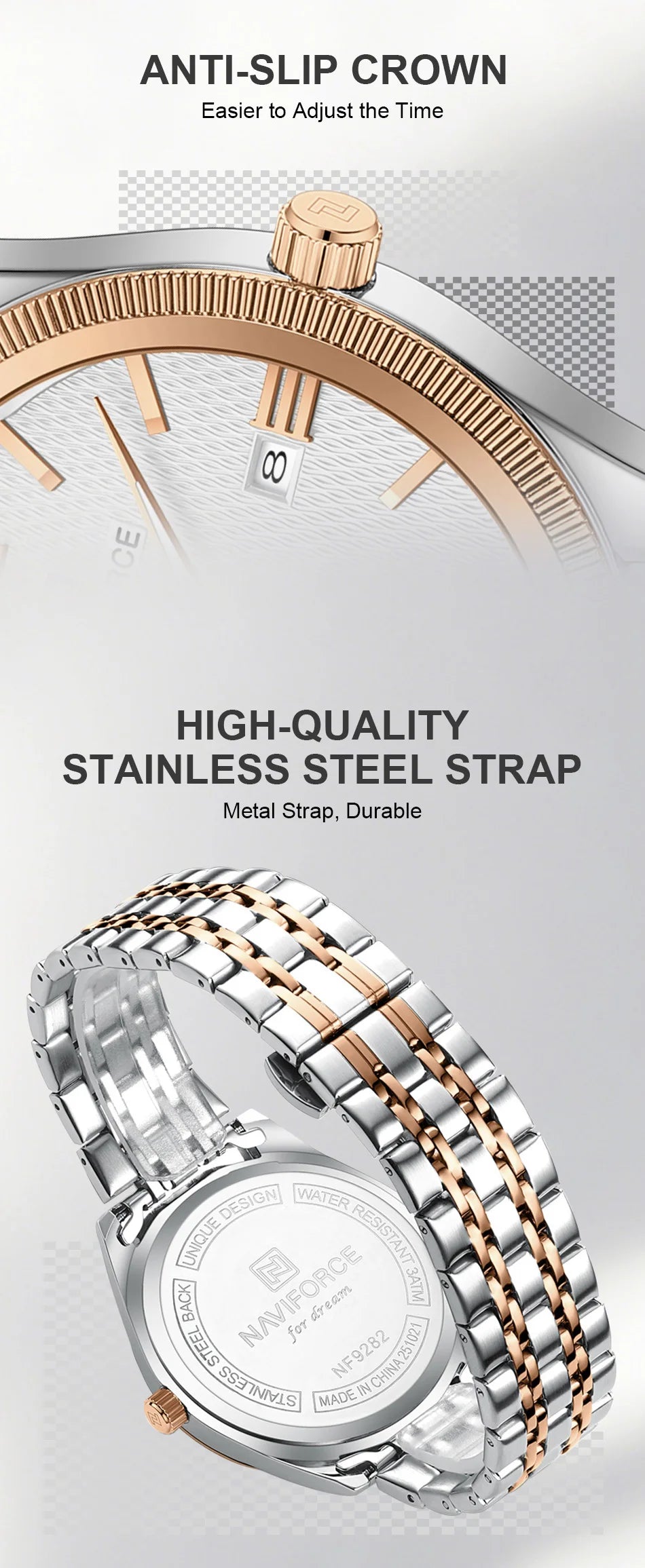 NAVIFORCE Men Watch Quartz Calendar Waterproof Stainless Steel Trendy Male Business Original Design NF9282 Wristwatch Gift Box