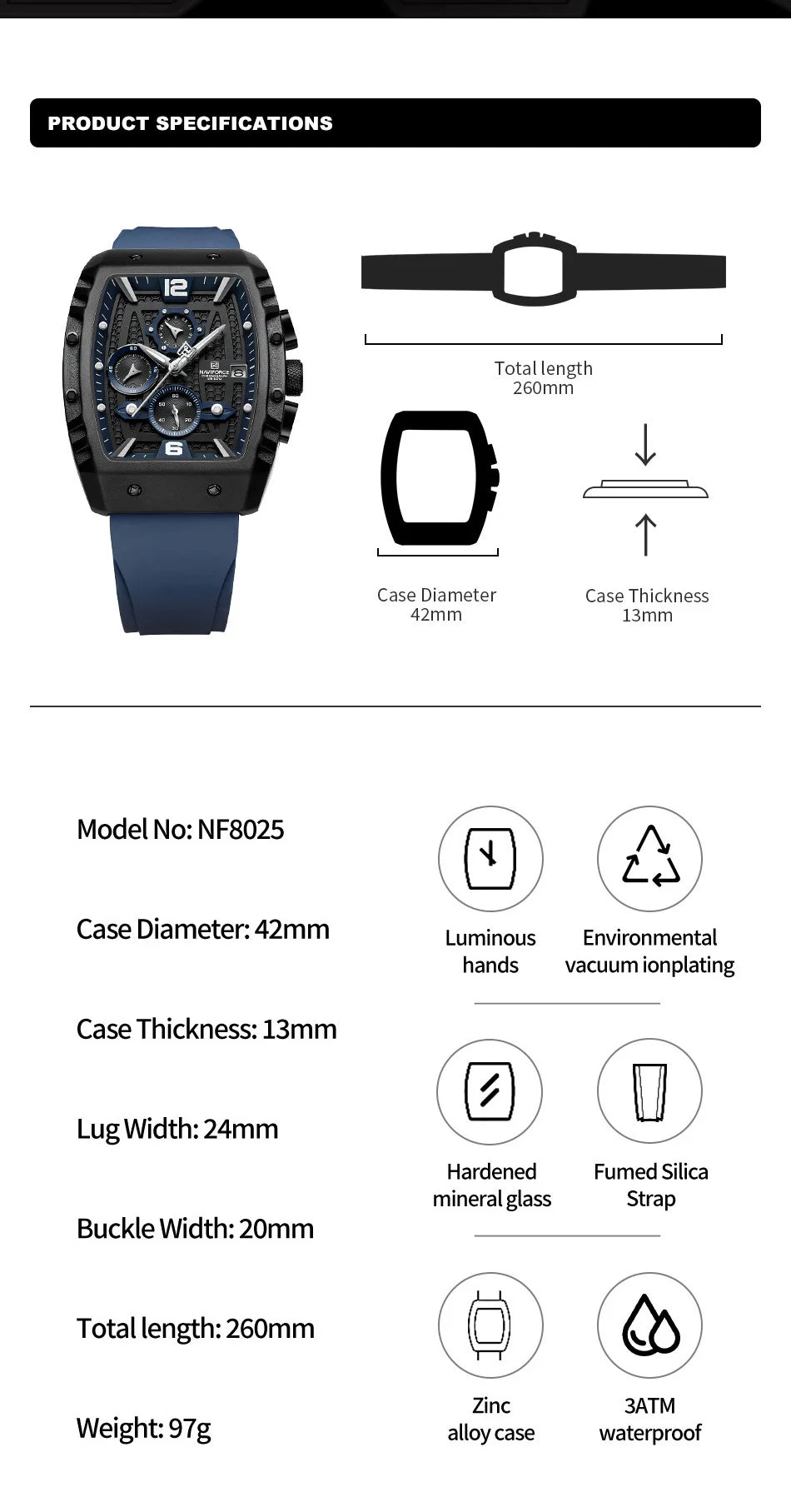 2024 Top Brand NAVIFORCE New Men Luxury Watches Chronograph Sport Quartz Wristwatch Waterproof Luminous Date Clock Reloj Hombre