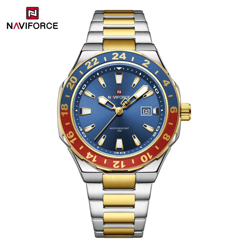 NAVIFORCE Watches for Man Luxury Sports Quartz Clock Luminous Calendar Stainless Steel Waterproof Wristwatch Relogio Masculino