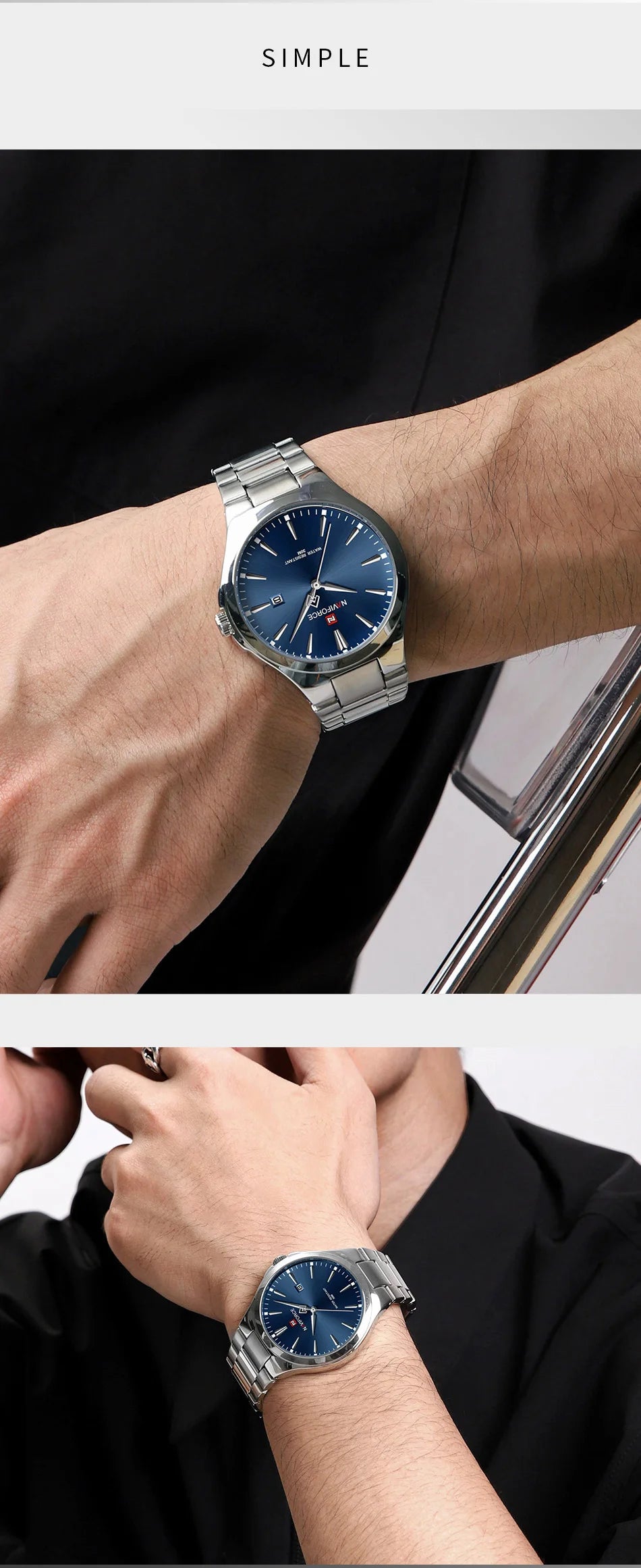 NAVIFORCE Original Fashion Watches for Men Stainless Steel Simple Elegant Clock Male Waterproof Wrist Watch Relogio Masculino