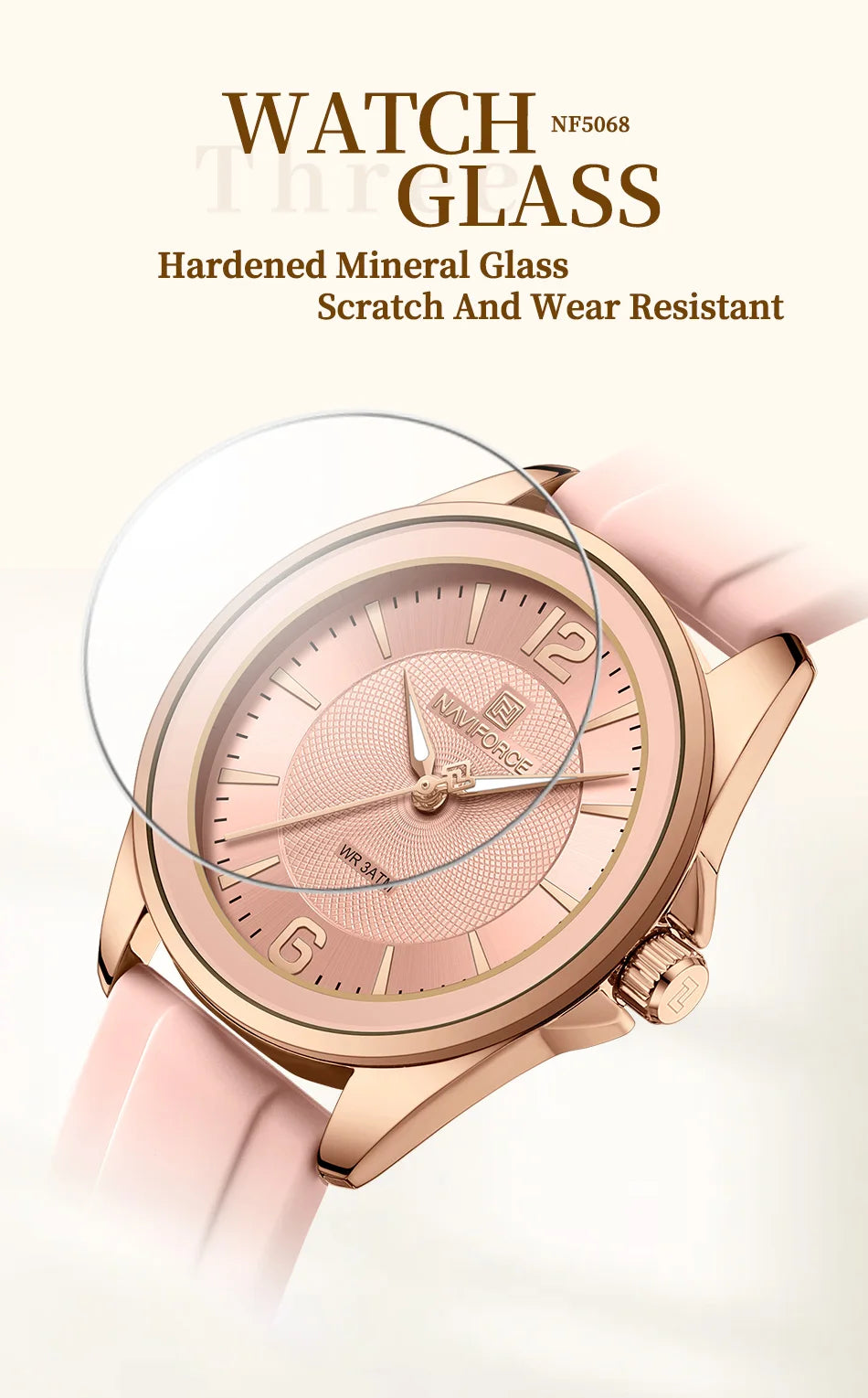 NAVIFORCE Luxury Sport Watch for Women Elegant Waterproof Wristwatch with Comfortable Silicone Strap Fashion Ladies Dress Clock