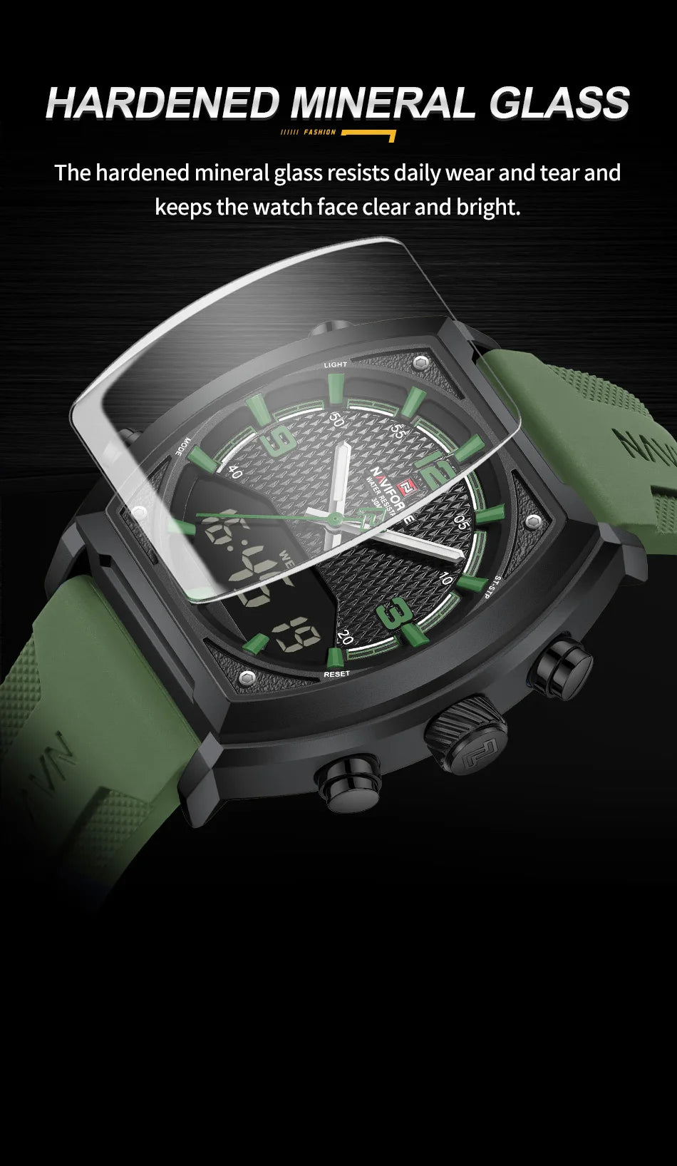 NAVIFORCE Sport Watch Waterproof Analog Dual Time Digital Wristwatches Week Display Clock Tonneau 2025 New Mens Military Watches