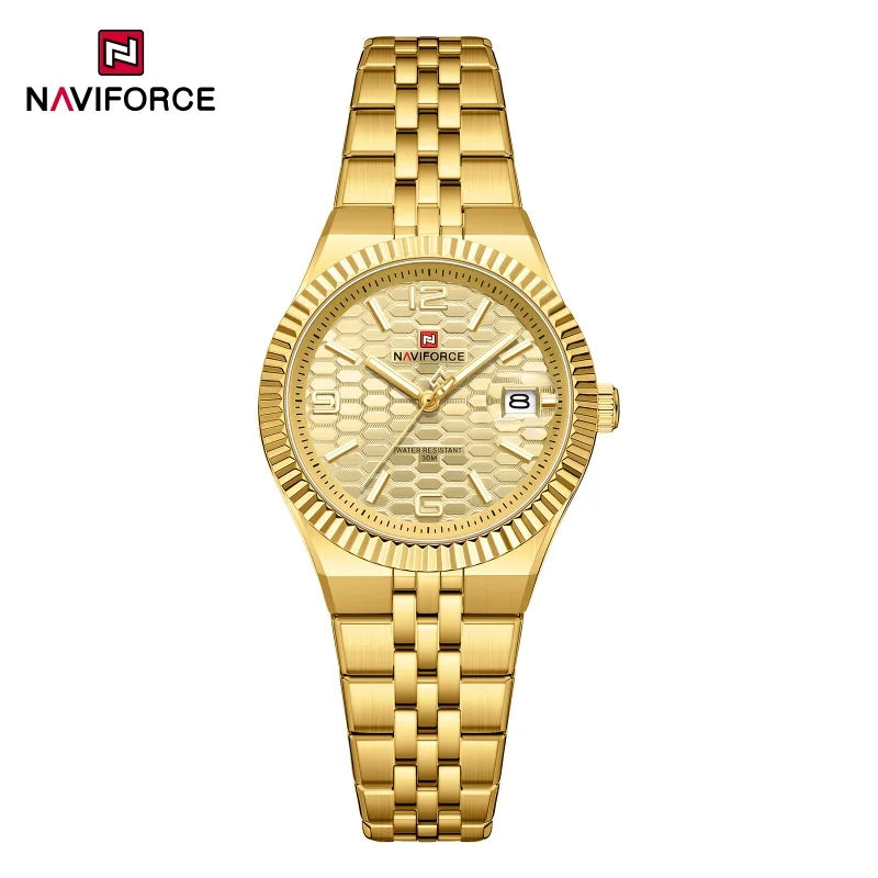 NAVIFORCE Women Watches Quartz Wristwatch Waterproof High Quality Ladies Steel Bracelet Female Romantic Stylish Business Clock