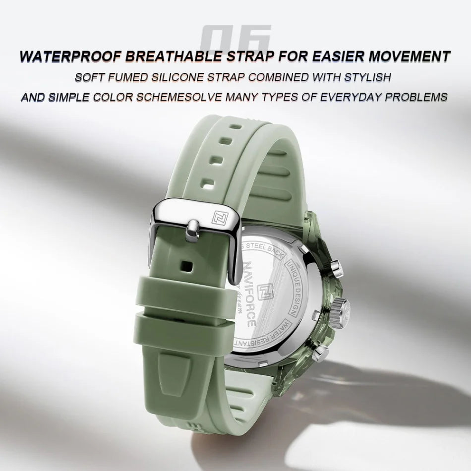 NAVIFORCE Original Watches For Woman Dual Display Lady Retro Female Quartz Watch Waterproof Round Dial Give for Girlfriend Gift