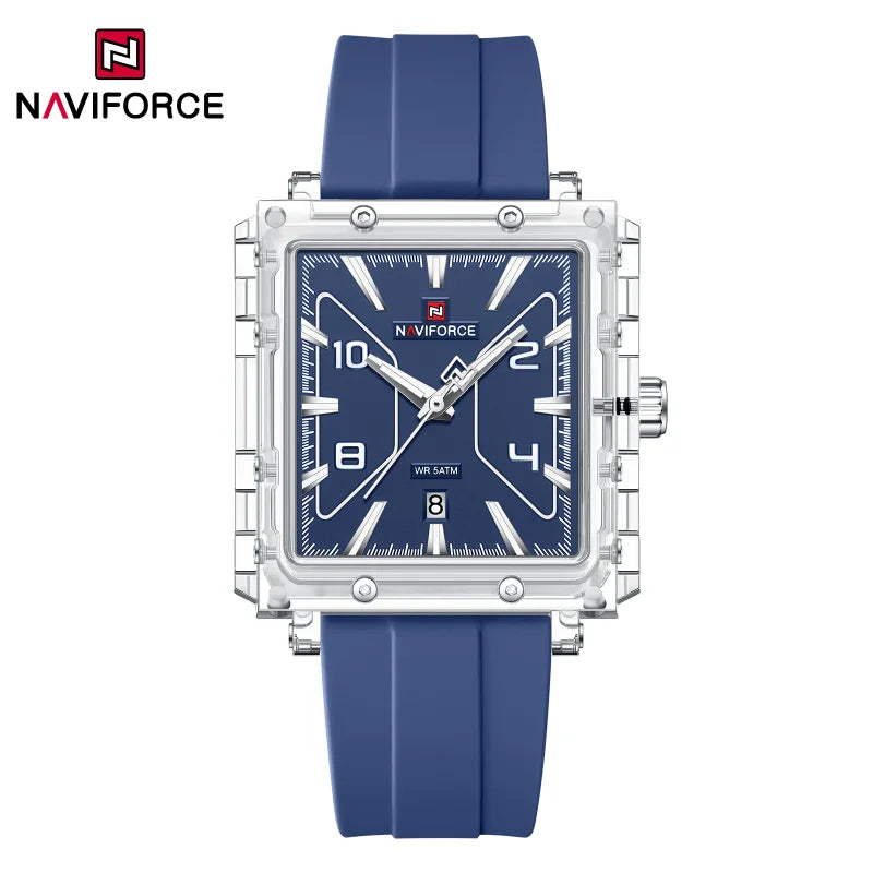 NAVIFORCE High Quality Men Watches 50M Waterproof Sport Date Display Quartz Watch Silicone Luminous Hands boy gift Reloj Hombre