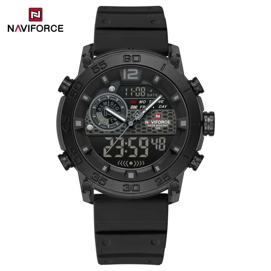 NAVIFORCE Men's Watch PC Material Analog LCD Digital Display Sport Waterproof Quartz Wristwatch Date Chronograph Luminous Clock