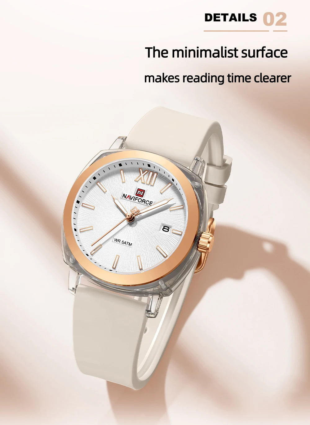 NAVIFORCE Leisure Sports Women's Watch Simple Elegant Waterproof Creative Women Minimalist Style Quartz Calendar ladies Watches