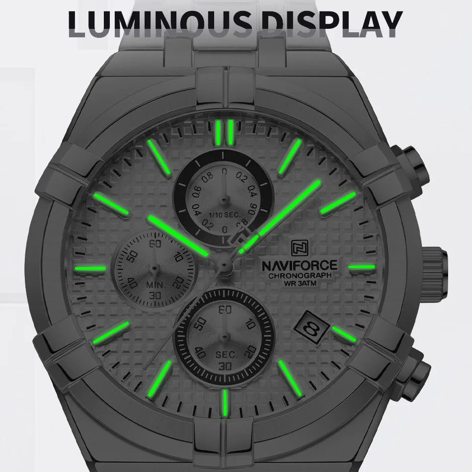 NAVIFORCE Original Men's Watches Waterproof Classics Quartz Wristwatches Stainless Steel Luminous Chronograph Clock 2023 Trend