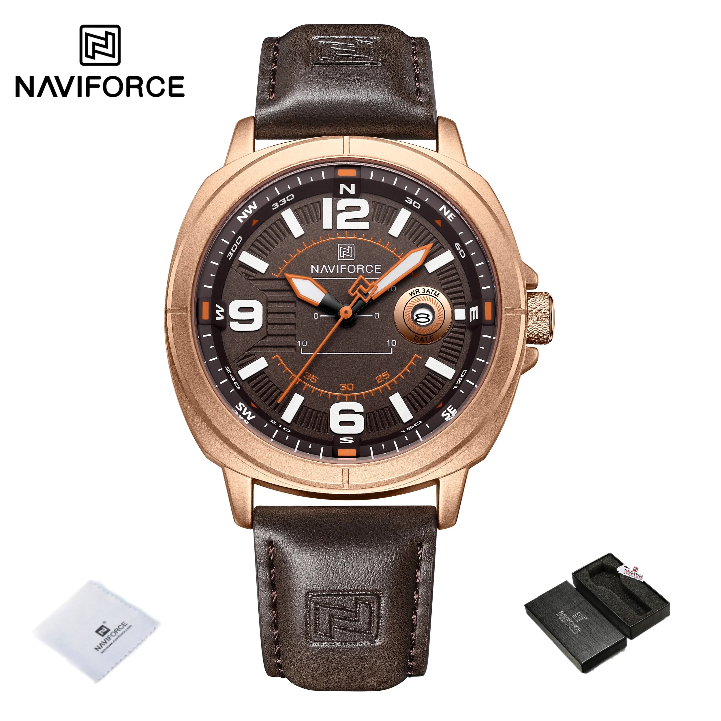 NAVIFORCE New Watches for Men Quartz Calendar 3ATM Waterproof Clocks High Quality PU Strap Male Business Wristwatch Reloj Hombre
