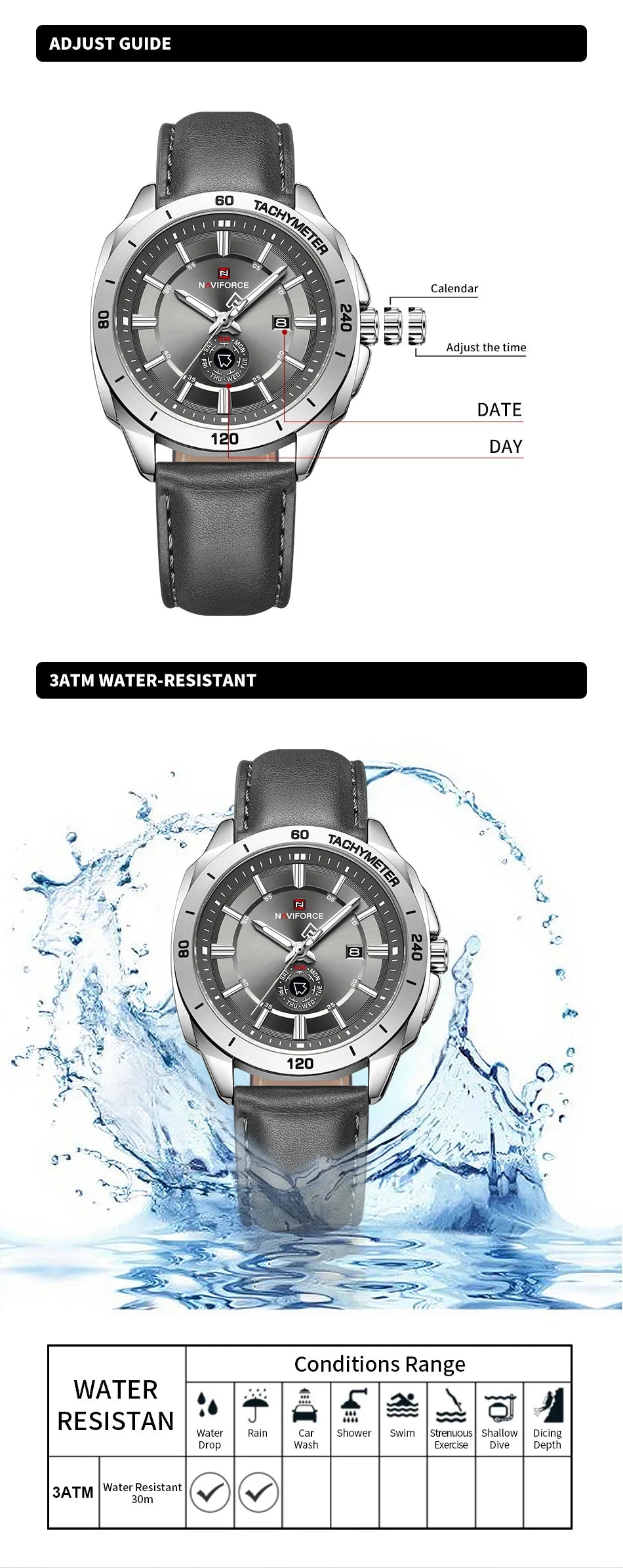 Relogo Masculino NAVIFORCE Business Watch Men Outdoor Casual 3ATM Waterproof Man Wristwatches Top Brand Luxury Boy GIft Watches