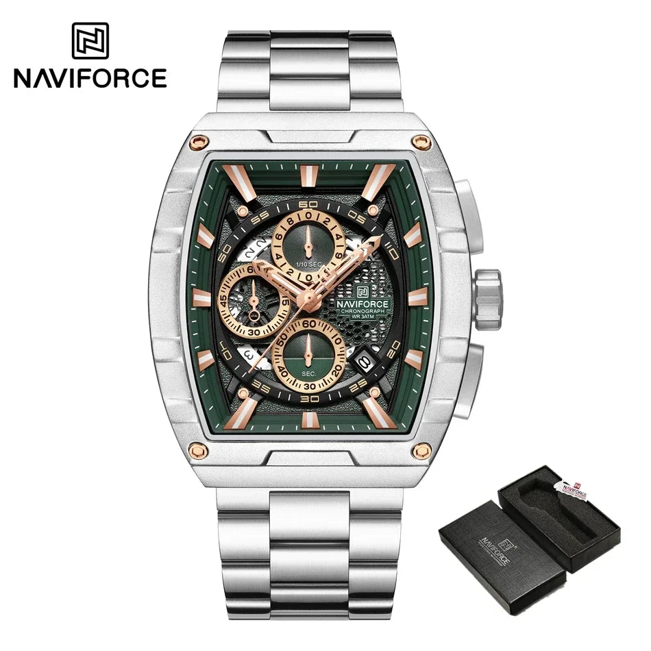 NAVIFORCE Man Watch Luxury Waterproof Stainless Steel Quartz Men's Watches Sports Auto Date Wristwatch Chronograph Simple Clocks