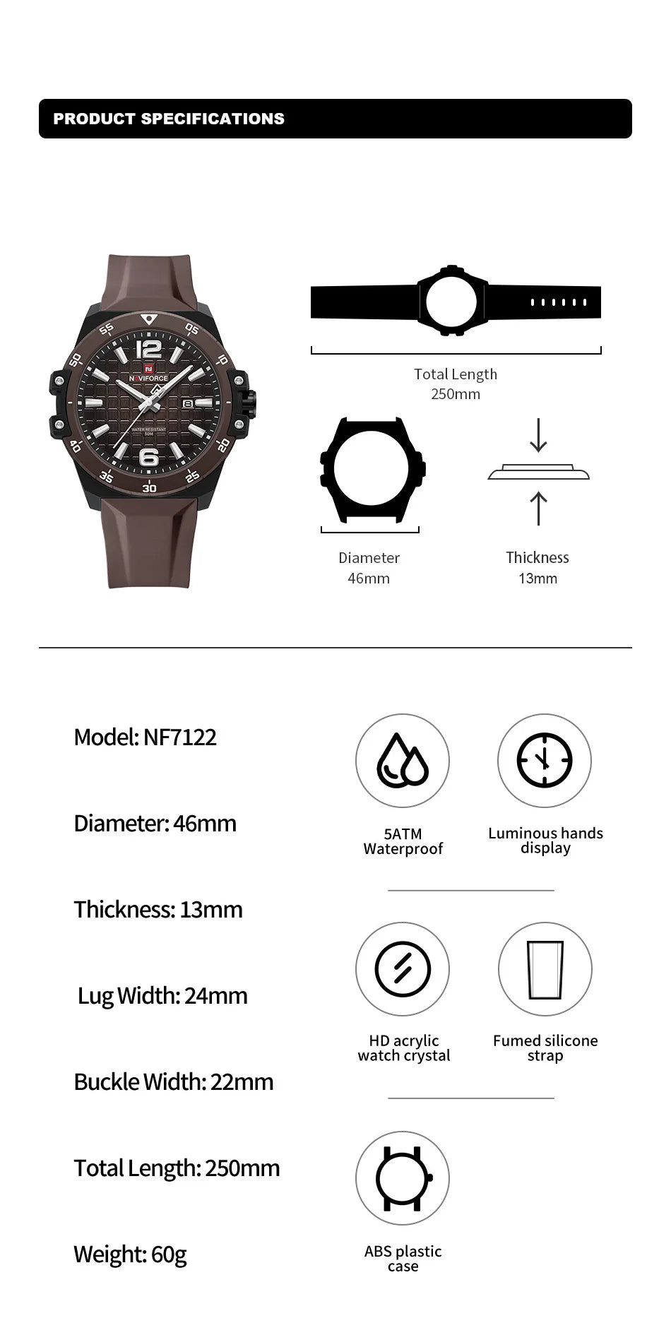 NAVIFORCE Brand New Men's Luxury Watches High Quality Business Quartz Wristwatch Auto Date Waterproof Clock Relogio Masculino