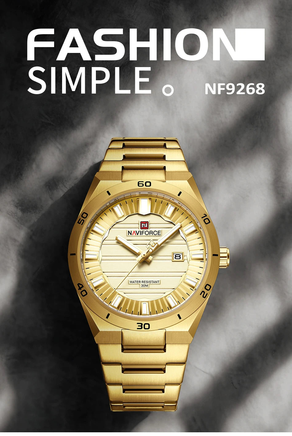 NAVIFORCE Men Quartz Watch Date Display Luminous Waterproof Steel Strap Original Fashion Father's Day Wristwatch Gift Box NF9268