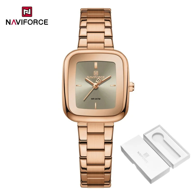 NAVIFORCE Unique Square Watches for Women 30M Waterproof Women's Stainless Steel Watches Sports Fashion Ultra Light Girls' Watch