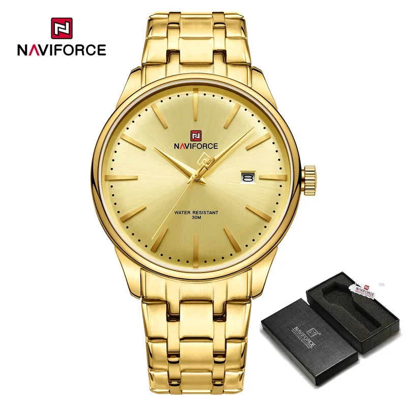 Top Brand NAVIFORCE Men's Calendar Watch Waterproof Fashion Business Stainless Steel Strap Quartz Wristwatches Relogio Masculino