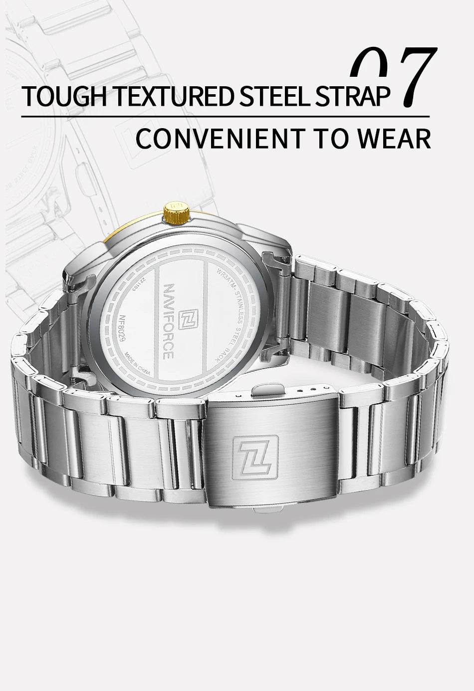 NAVIFORCE Brand New Fashion Casual Men Watch Stainless Steel Water Resistant Calendar Quartz Wristwatches Relogio Masculino 2023