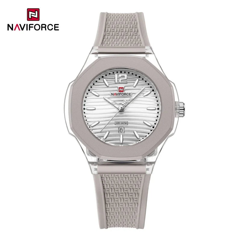 NAVIFORCE Woman Watch Silicone Band Waterproof Elegant Ladies Date Display Wristwatch Luxury Original Quartz Watches for Women