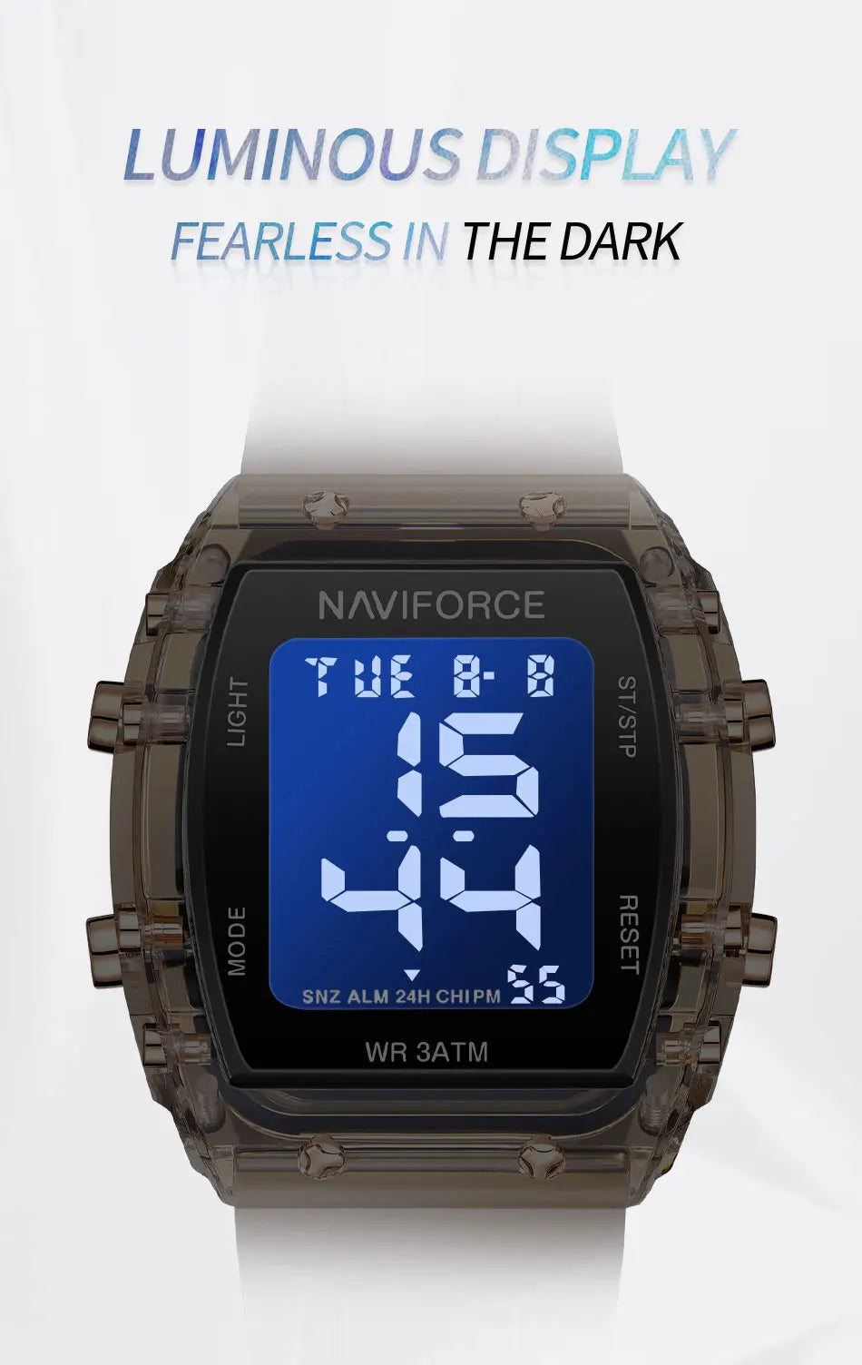 NAVIFORCE Women Watch Waterproof Personality Square Wristwatches LED Digital Silicone Strap Sport Electronic Clock Montre Femme