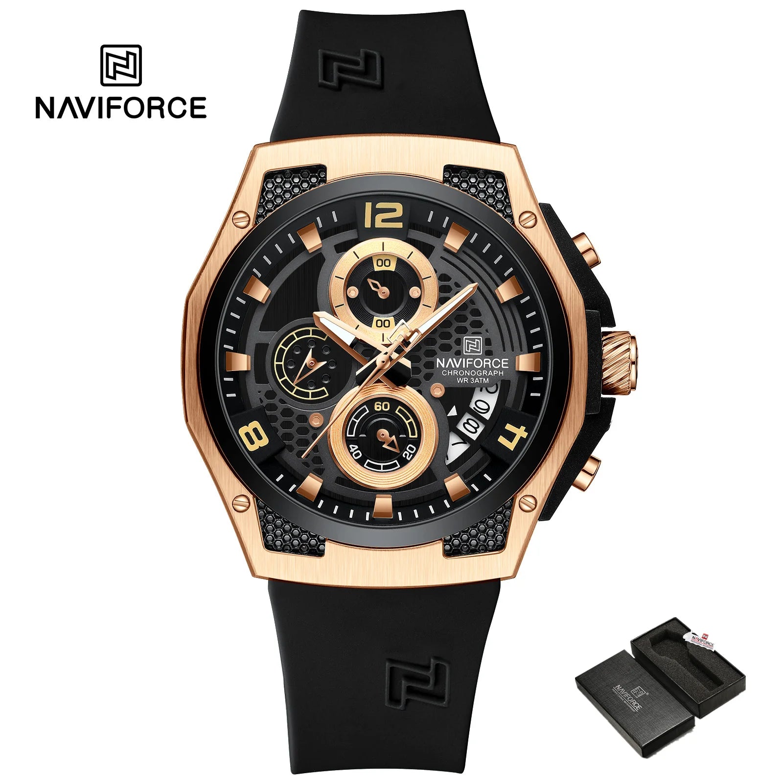 NAVIFORCE 2024 Larger Dial Men Military Watches Male High-end Quartz Calendar Fashion Design Wrist Watches PU Waterproof Clock