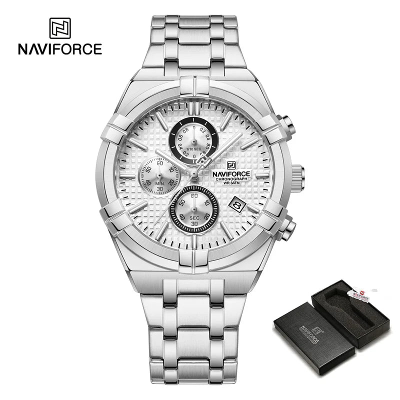 NAVIFORCE Original Men's Watches Waterproof Classics Quartz Wristwatches Stainless Steel Luminous Chronograph Clock 2023 Trend