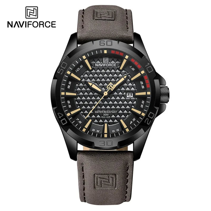 Naviforce Brand Sports Men Watches Leather Band Male 30m Waterproof Military Wristwatch Quartz Date Clock Relogio Masculino 2023