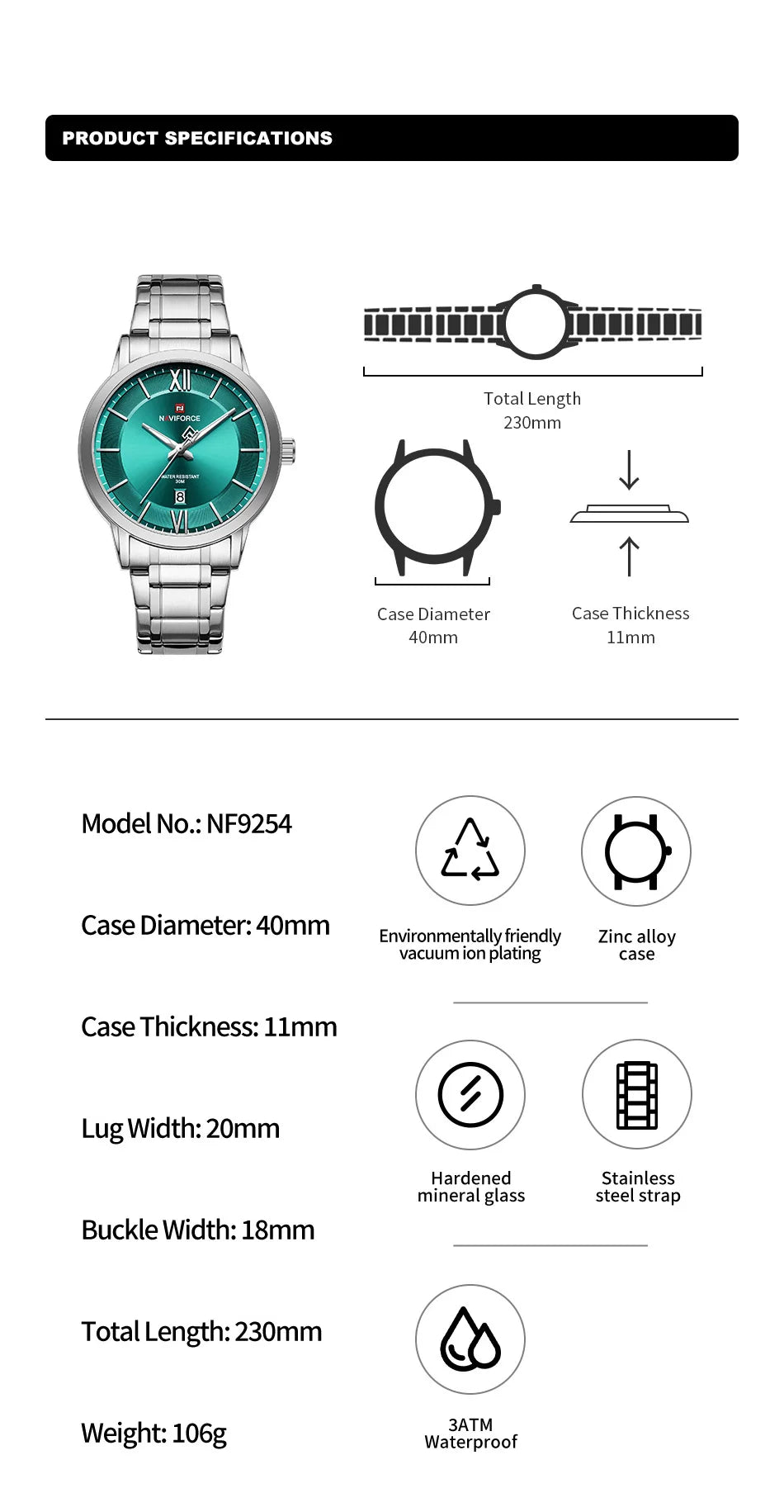 NAVIFORCE Original Watches for Men Quartz Waterproof Calendar Clock Steel Strap Military Luxury Sports Male Wristwatch Gift Box