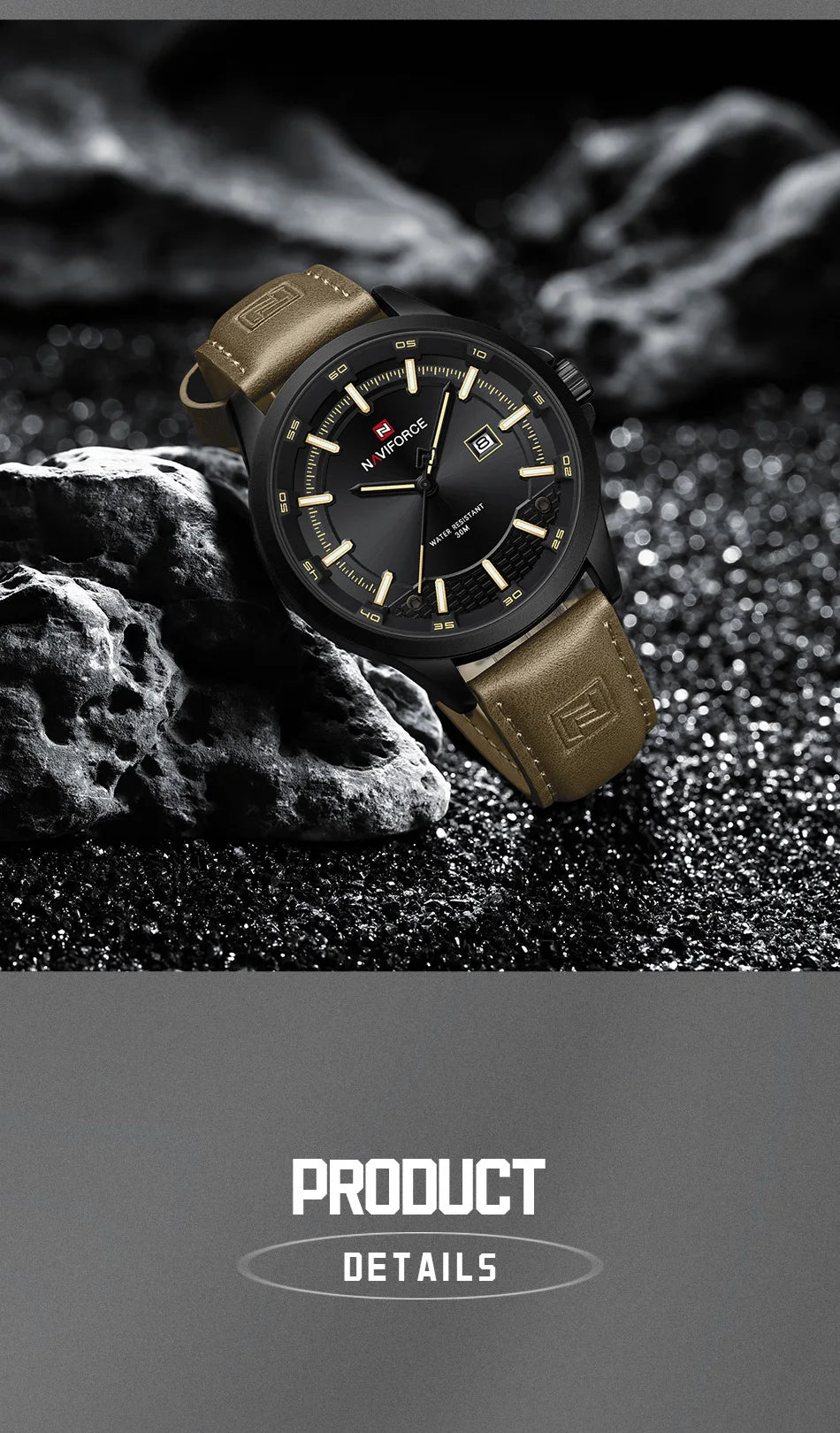 NAVIFORCE Quartz Dress Watch For Men Simple Original Leather Man Watches Waterproof Luminous Business Hand Calendar Clock Gift