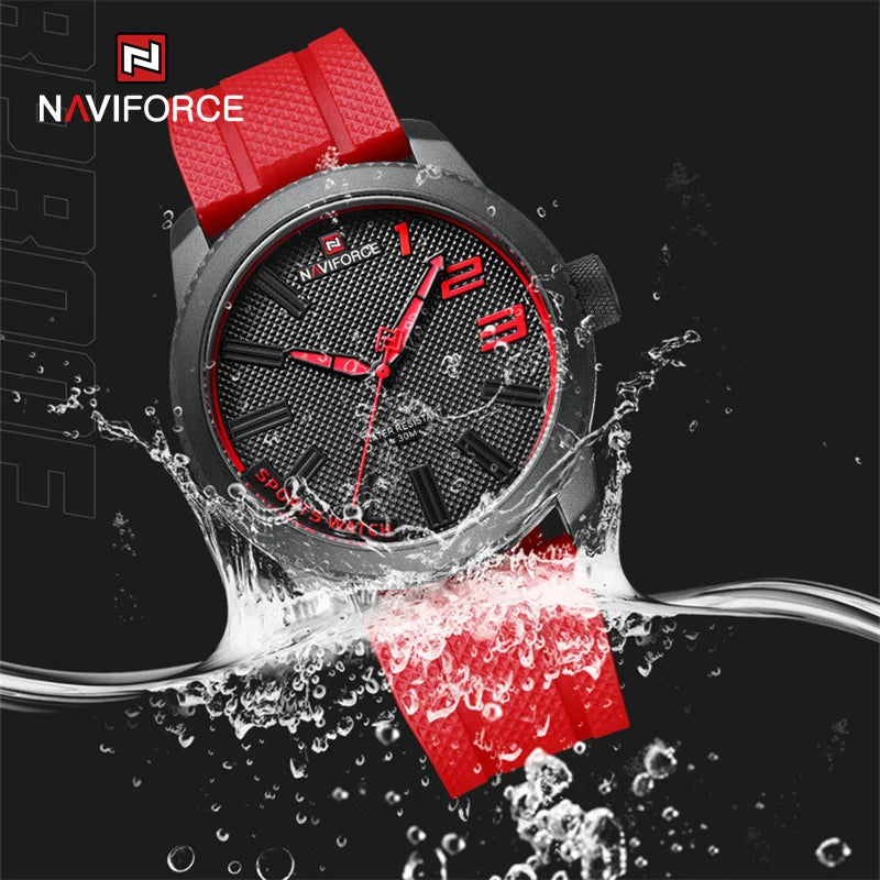 NAVIFORCE Luxury Silicone Strap Mens Watches Waterproof Sport Quartz Military Watch Men Clock Relogio Masculino 2022 New Arrival