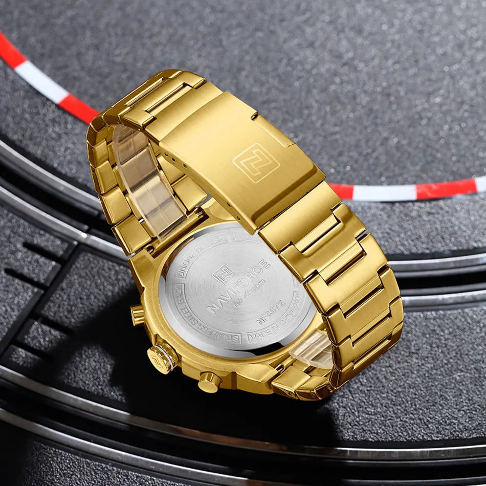 NAVIFORCE Top Luxury Men Watches Luminous Date Waterproof Chronograph Quartz Man Watch Stainless Steel Sport Military Wristwatch