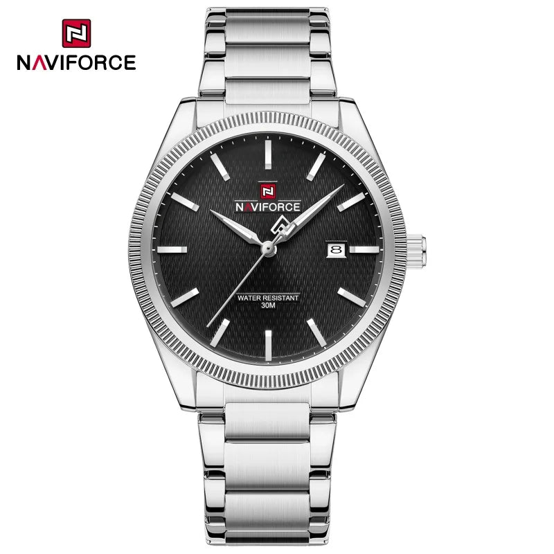 NAVIFORCE Fashion Watches for Men Luxury Business Stainless Steel Strap Quartz Wristwatches Waterproof Calendar Luminous Clock