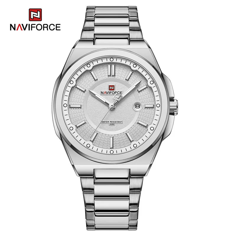 Top Brand NAVIFORCE Men Quartz Watch Stainless Steel Band Casual Sport Male WristWatch Luminous Hot Sale Relogio Masculino