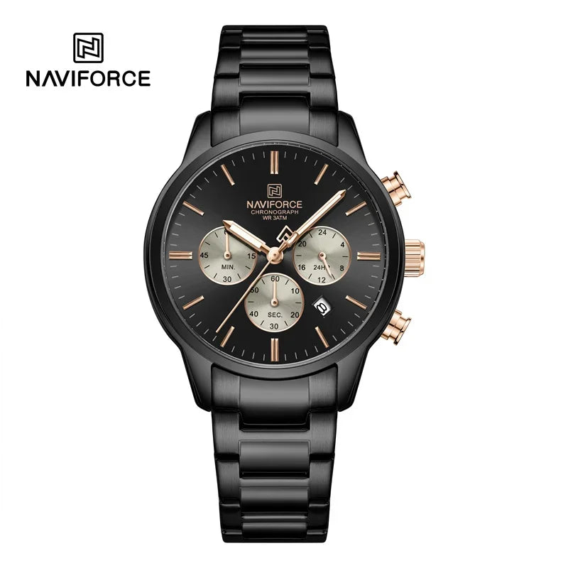 Mens Watches NAVIFORCE Fashion Luxury 30M Waterproof Date Display Quartz Watch Man Fashion Steel Band Sport WristWatch Men Clock