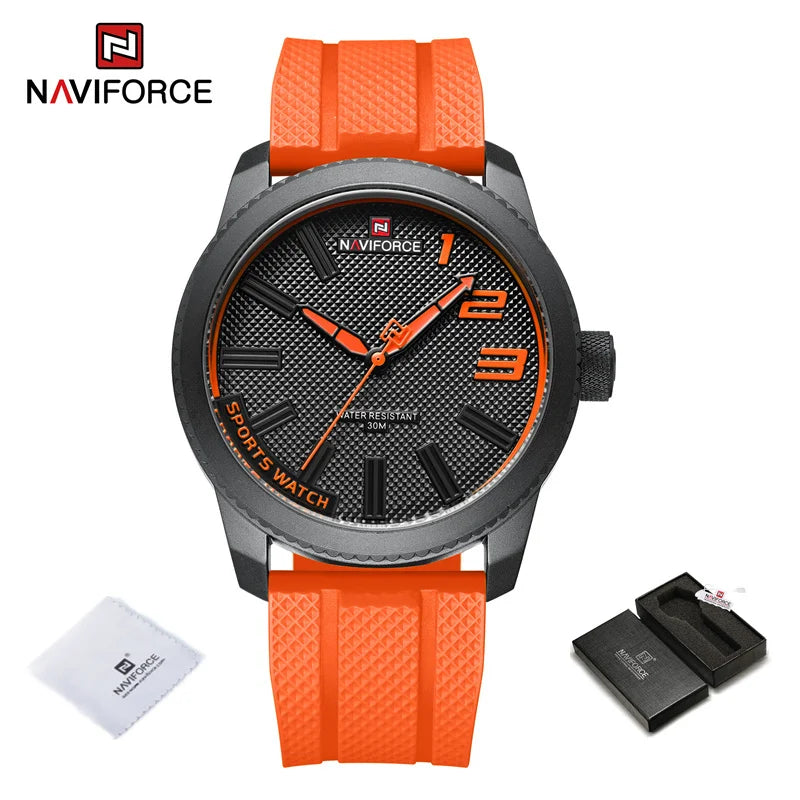 NAVIFORCE Luxury Silicone Strap Mens Watches Waterproof Sport Quartz Military Watch Men Clock Relogio Masculino 2022 New Arrival