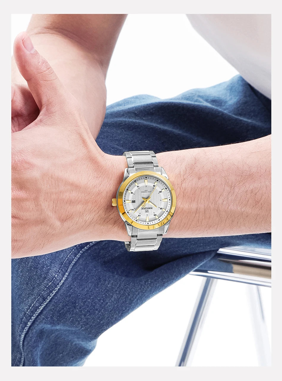 NAVIFORCE Brand New Fashion Casual Men Watch Stainless Steel Water Resistant Calendar Quartz Wristwatches Relogio Masculino 2023