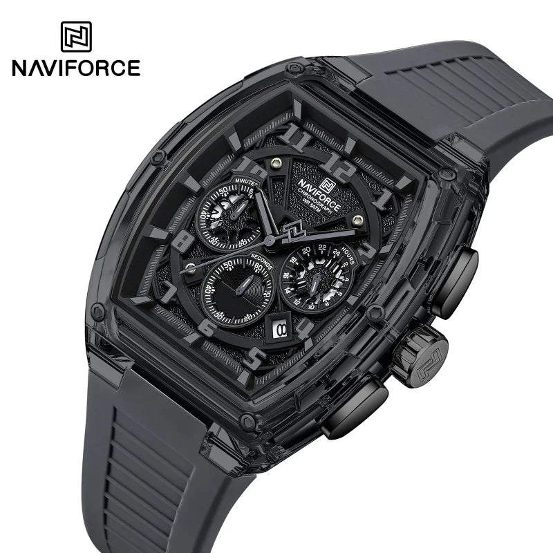 NAVIFORCE Men Fashion Watches Quartz Multifunction Chronograph 50M Waterproof Clock Silicone Strap Male Outdoor Sport Wristwatch