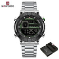 NAVIFORCE Watches for Men LCD Digital Luminous Stainless Steel Strap Male Hot Sale Business Luxury Wristwatch Relogio Masculino
