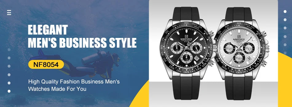 NAVIFORCE Men's Watch Alloy Dial Analog LCD Digital Display Sport Waterproof Quartz Wristwatch Date Chronograph Luminous Clock