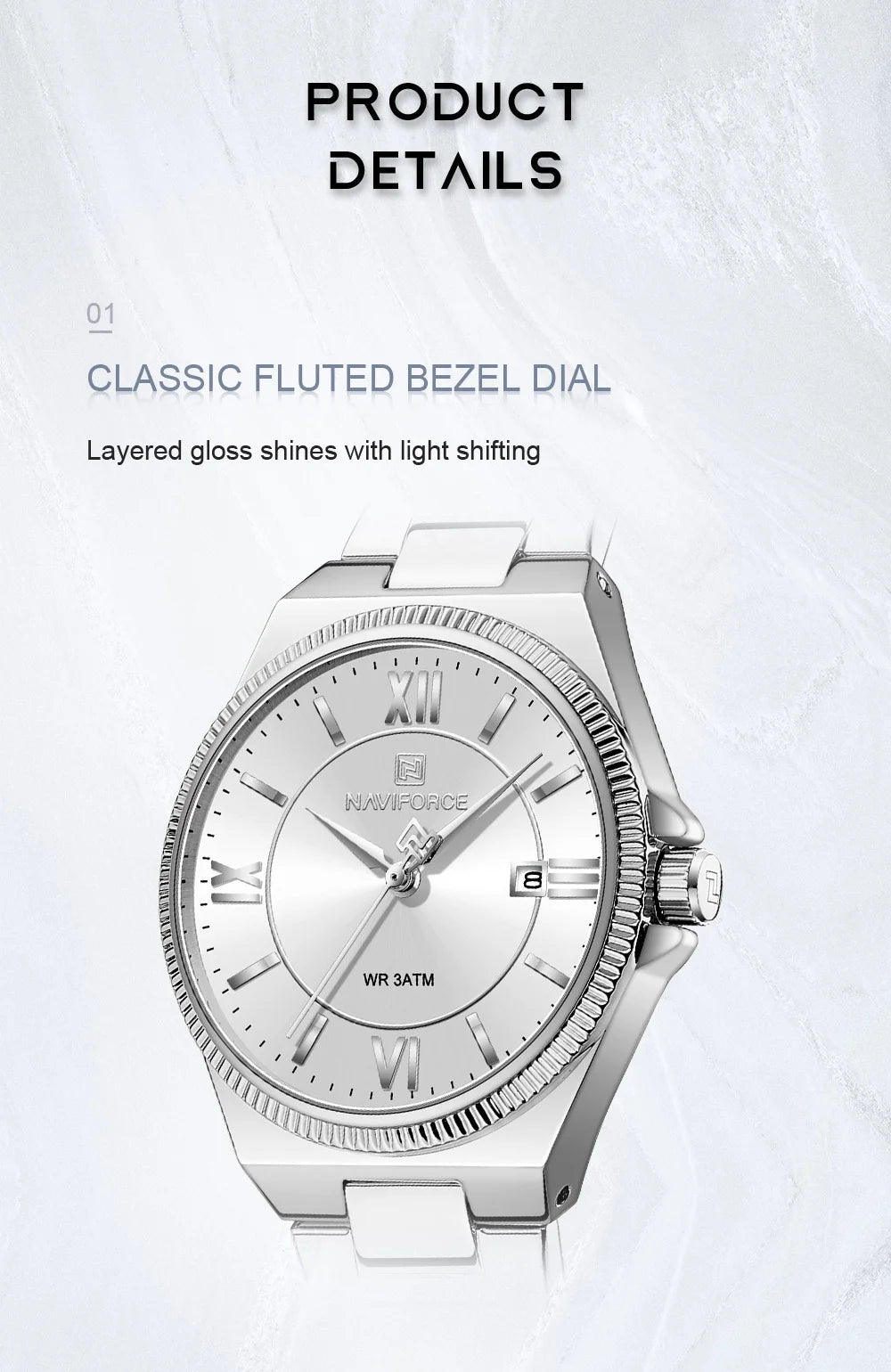NAVIFORCE Women's Wristwatch Quartz Calendar 30M Waterproof Steel Band Fashion Daily Dress Elegant Ladies Watch Relogio Feminino