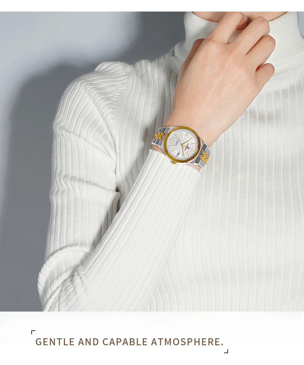 NAVIFORCE Women Watches Quartz Wristwatch Waterproof High Quality Ladies Steel Bracelet Female Romantic Stylish Business Clock