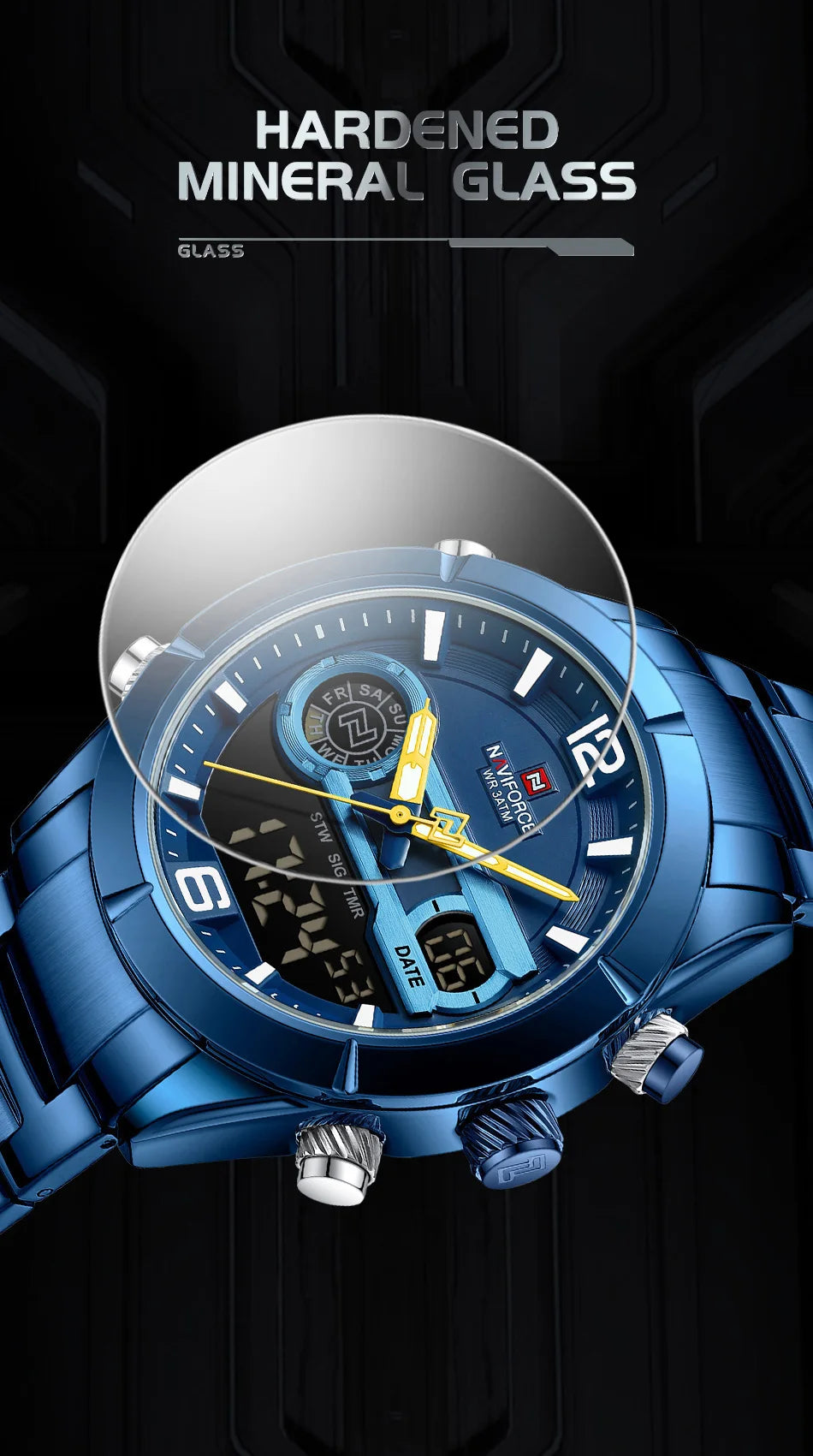 NAVIFORCE Design Watch For Men Luxury Waterproof Sport Calendar Quartz Wristwatches Dual Display Chronograph Clock Reloj Hombre