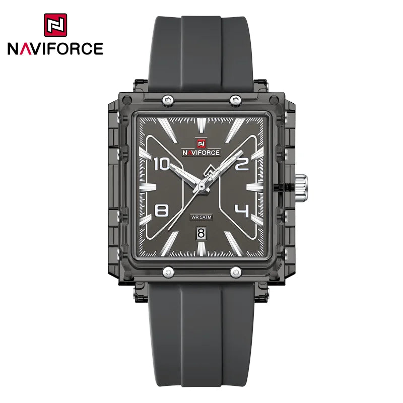 NAVIFORCE High Quality Men Watches 50M Waterproof Sport Date Display Quartz Watch Silicone Luminous Hands boy gift Reloj Hombre