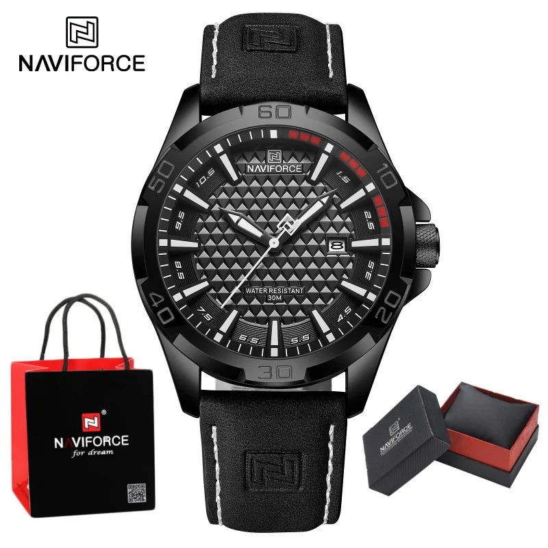Top Brand NAVIFORCE Male Fashion Luxury WristWatch Men Quartz Watch Sports Shockproof Waterproof Leather Casual Package Gifts