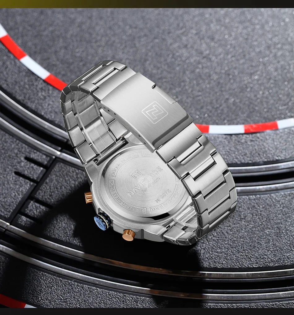 NAVIFORCE Luxury Brand Business Casual Watch Sports Multifunctional Chronograph Watches Mens Quartz Stainless Steel Wristwatches
