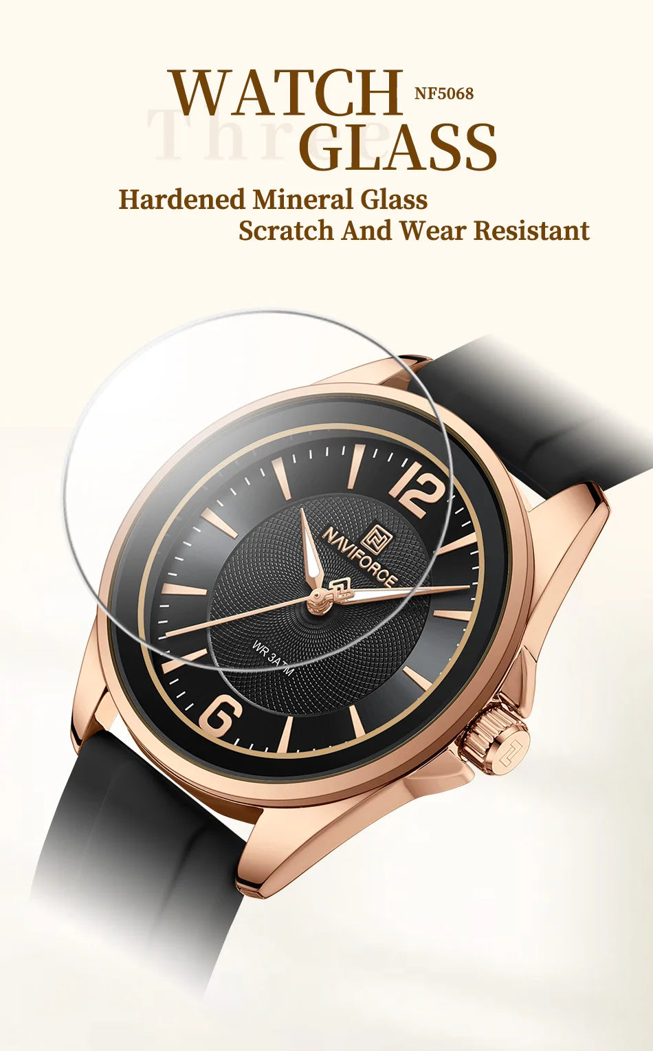 NAVIFORCE Original Women's Watches Classic Round Dial Silicone Strap 3ATM Waterproof Luxury Watch for Women Give for girls gifts