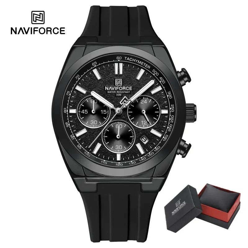 NAVIFORCE Brand Men's Fashion Luxury Quartz Wristwatches Sports 24 Hours and Date Display Waterproof Chronograph Clock Male Gift