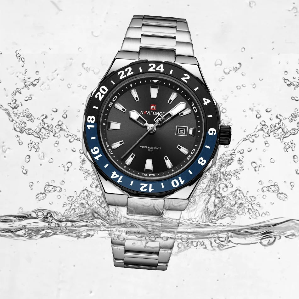 NAVIFORCE Watches for Man Luxury Sports Quartz Clock Luminous Calendar Stainless Steel Waterproof Wristwatch Relogio Masculino