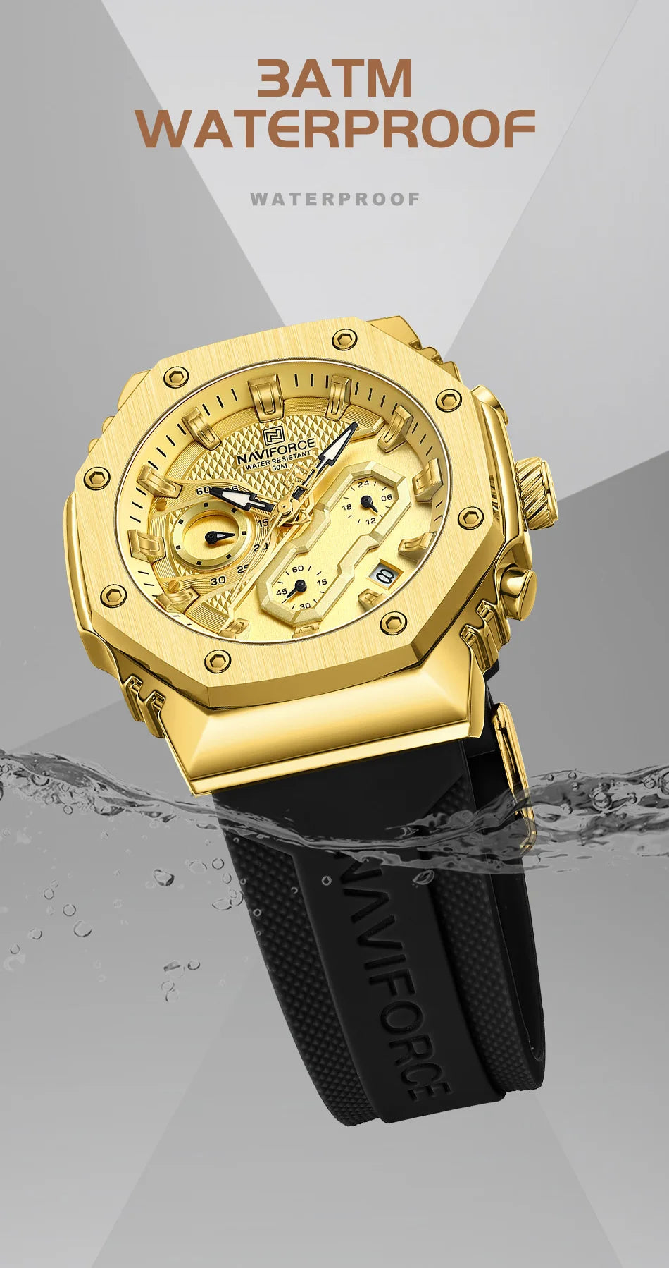 Top Brand NAVIFORCE Women's Watch Quartz Chronograph 24 Hours Luminous Soft Silicone Strap Woman Fashion Luxury Business Clocks