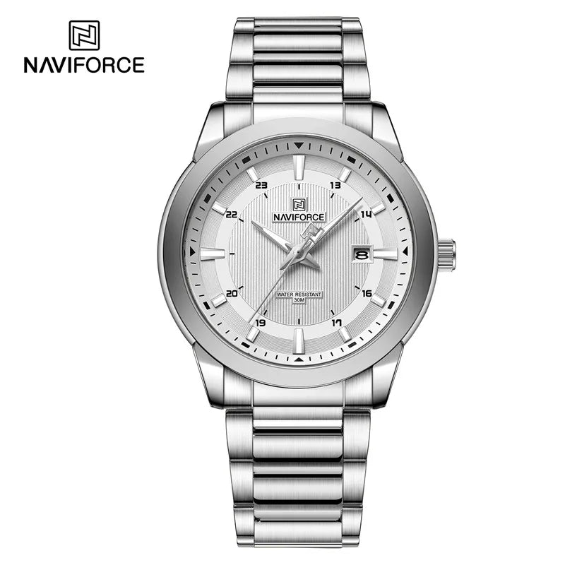 NAVIFORCE Brand New Fashion Casual Men Watch Stainless Steel Water Resistant Calendar Quartz Wristwatches Relogio Masculino 2023